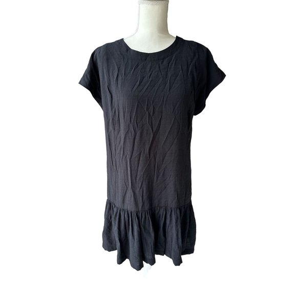 NINE WEST Black Drop Waist Ruffle Dress Size M - Picture 1 of 7